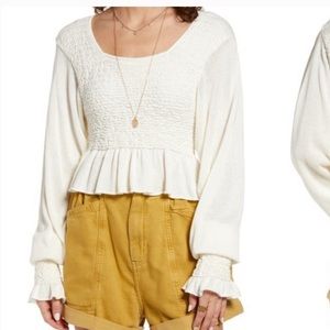 Free People Smocked Peplum Top